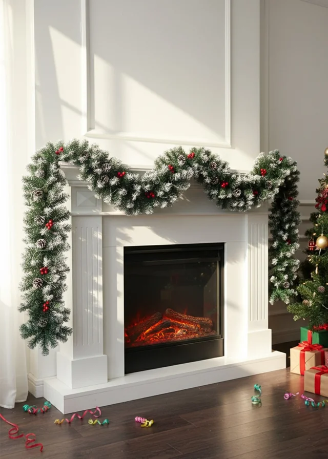 Lifeideas Multicoloured Artificial LED Warm White Light Christmas Garland 270cm