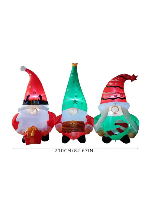 Lifeideas Multicoloured Christmas Inflatable Gnome Trio with LED Lights - One Size Image 2