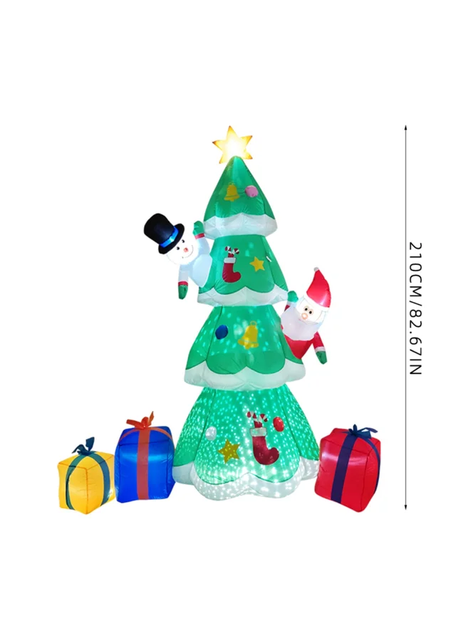 Lifeideas Green Christmas Inflatable Tree with Santa Snowman & Gift Boxes 2.1M