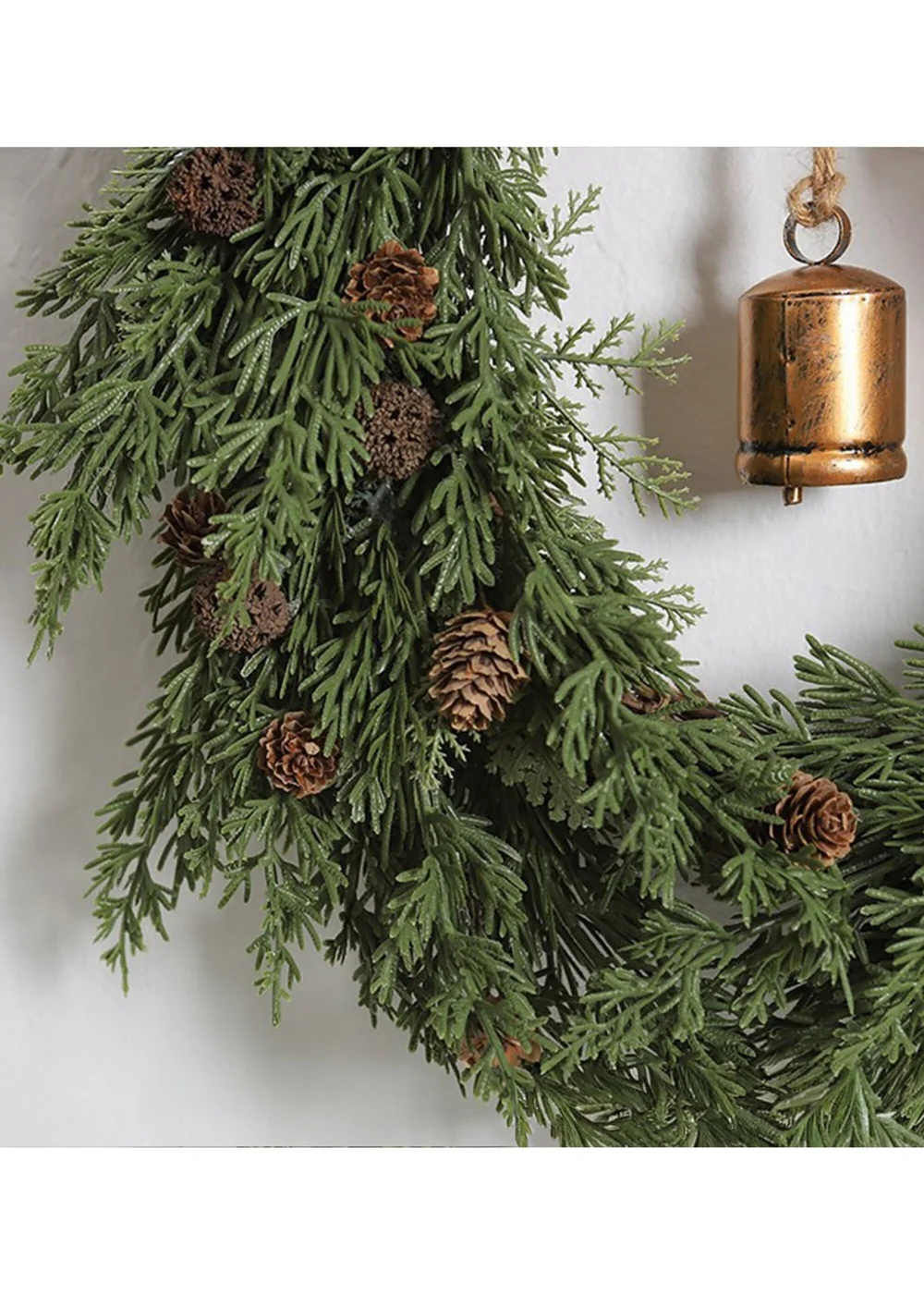 Lifeideas Green Front Door Christmas Wreath Decorations with Bow and Bell - One Size Image 3