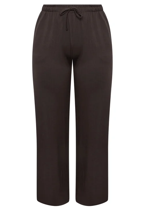 Yours Curve Chocolate Brown Soft Touch Trousers - 26-28/L30 Image 5