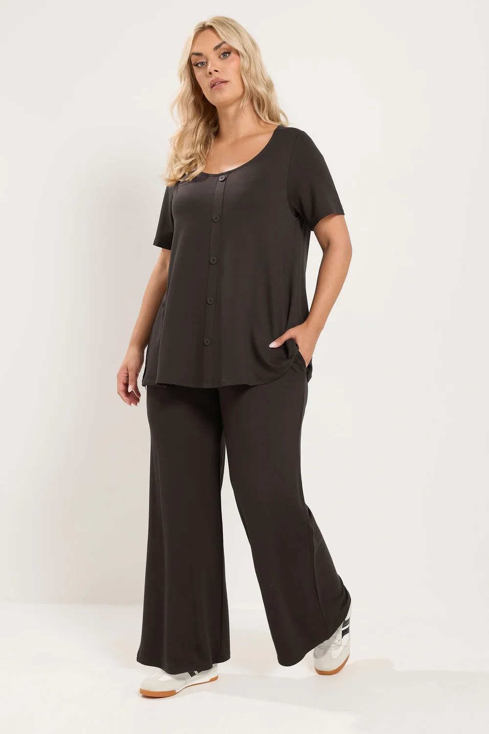 Yours Curve Chocolate Brown Soft Touch Trousers - 26-28/L30 Image 2