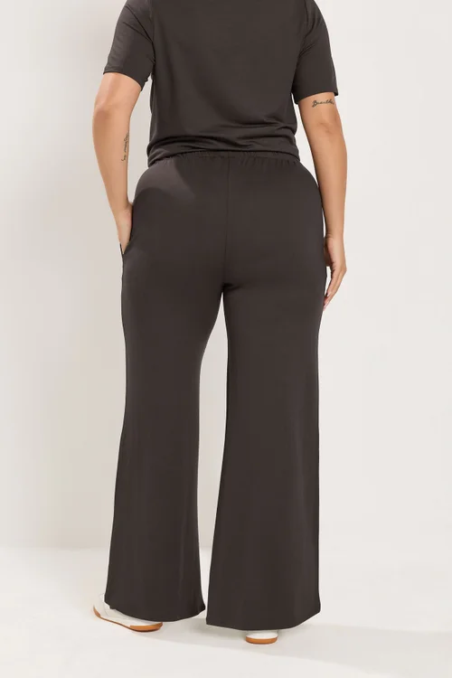Yours Curve Chocolate Brown Soft Touch Trousers - 26-28/L30 Image 3