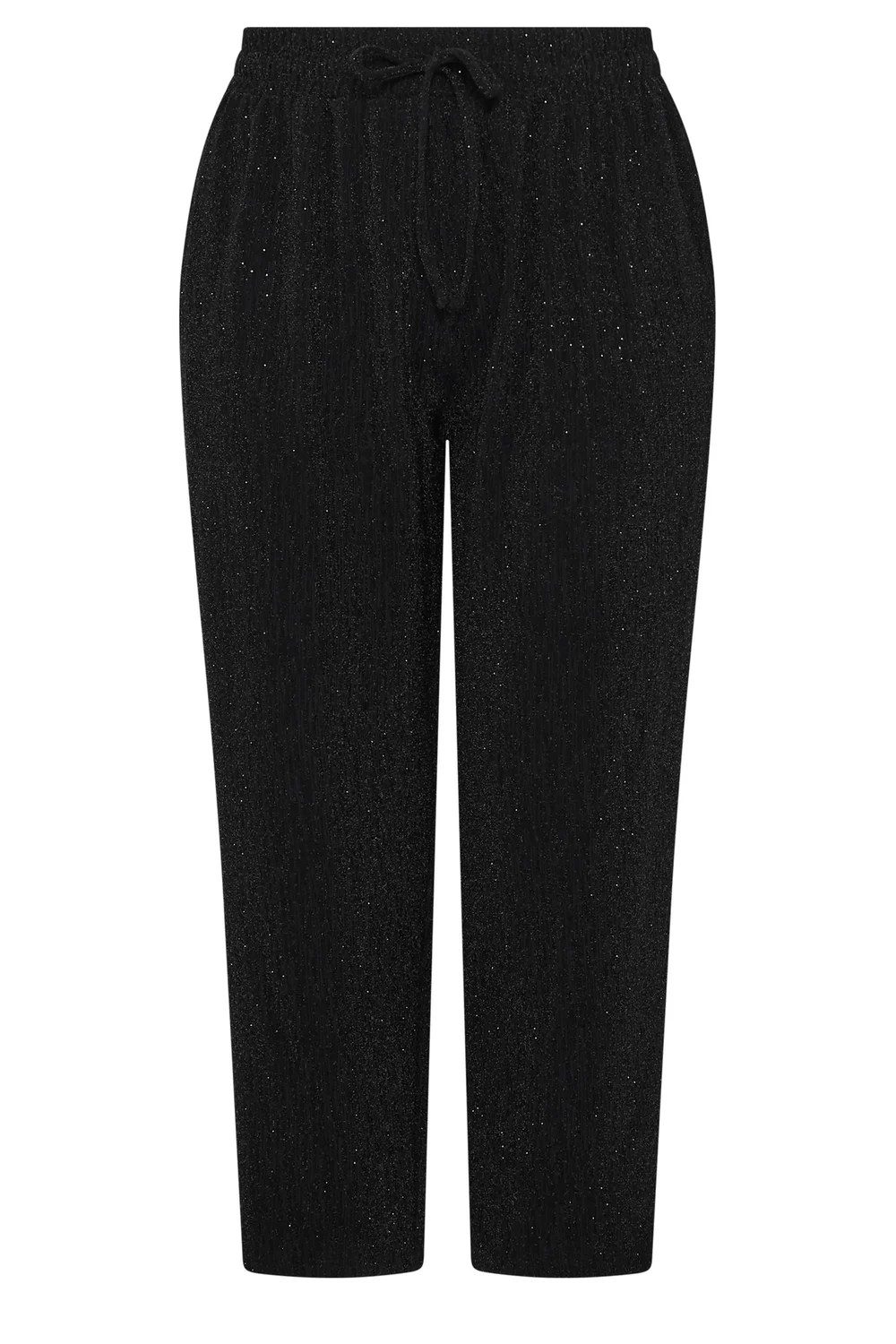 Yours Curve Black Sparkle Barrel Leg Trousers - 30-32/L30 Image 5