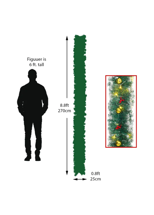 Lifeideas Multicoloured Artificial Greenery Christmas Garland Decor 270cm