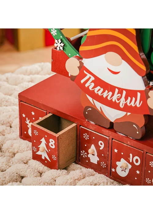 Lifeideas Red Christmas Wooden Ferris Wheel Advent Calendar with Base - One Size Image 5