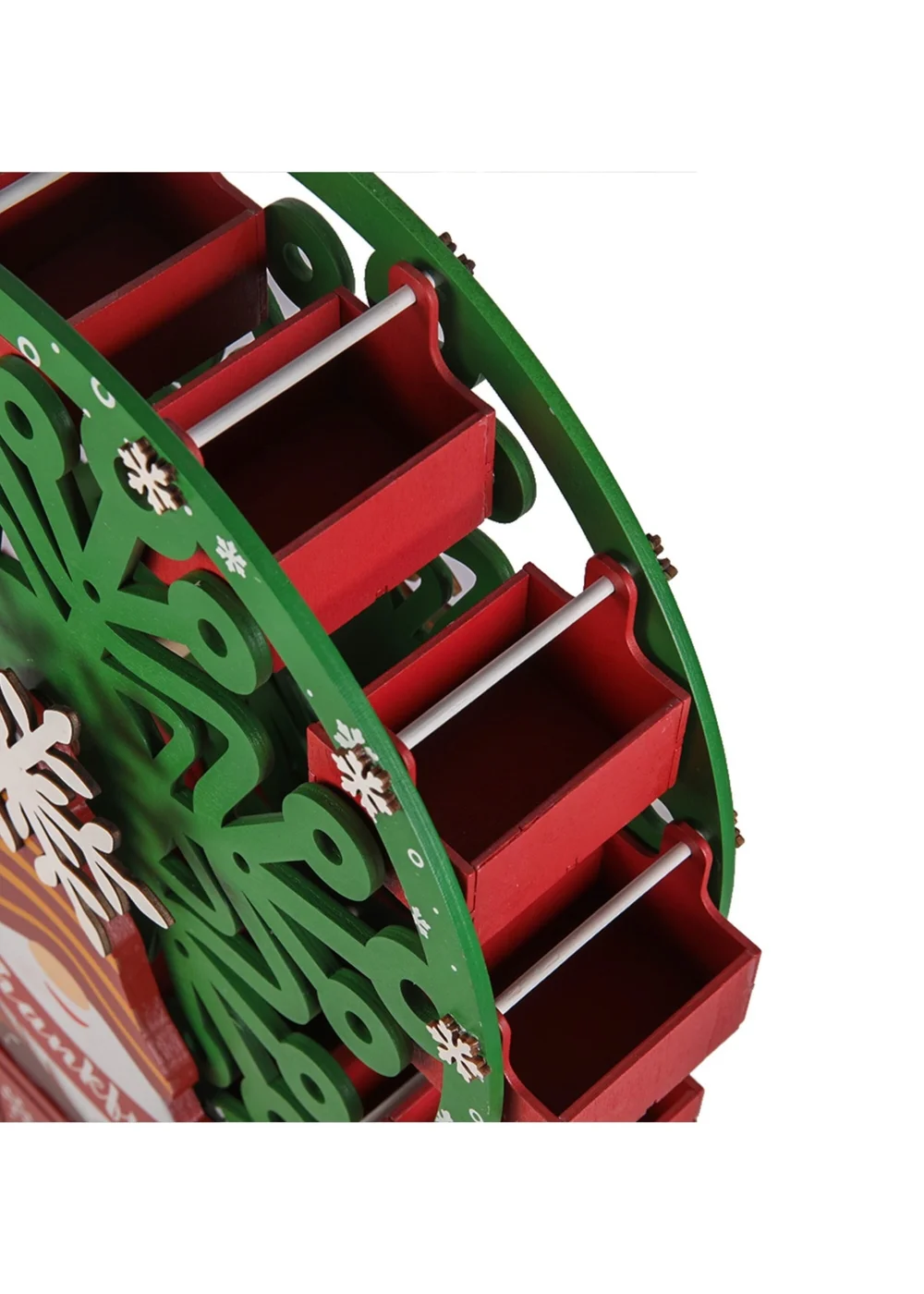Lifeideas Red Christmas Wooden Ferris Wheel Advent Calendar with Base - One Size Image 4