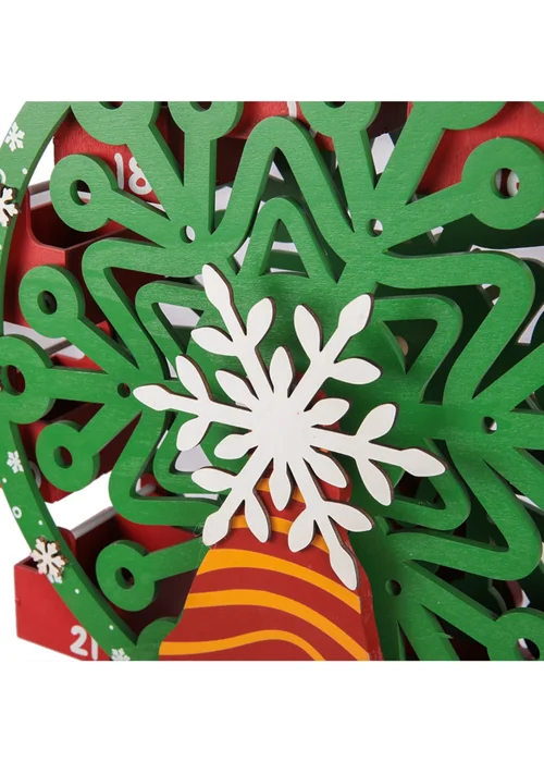 Lifeideas Red Christmas Wooden Ferris Wheel Advent Calendar with Base - One Size Image 3