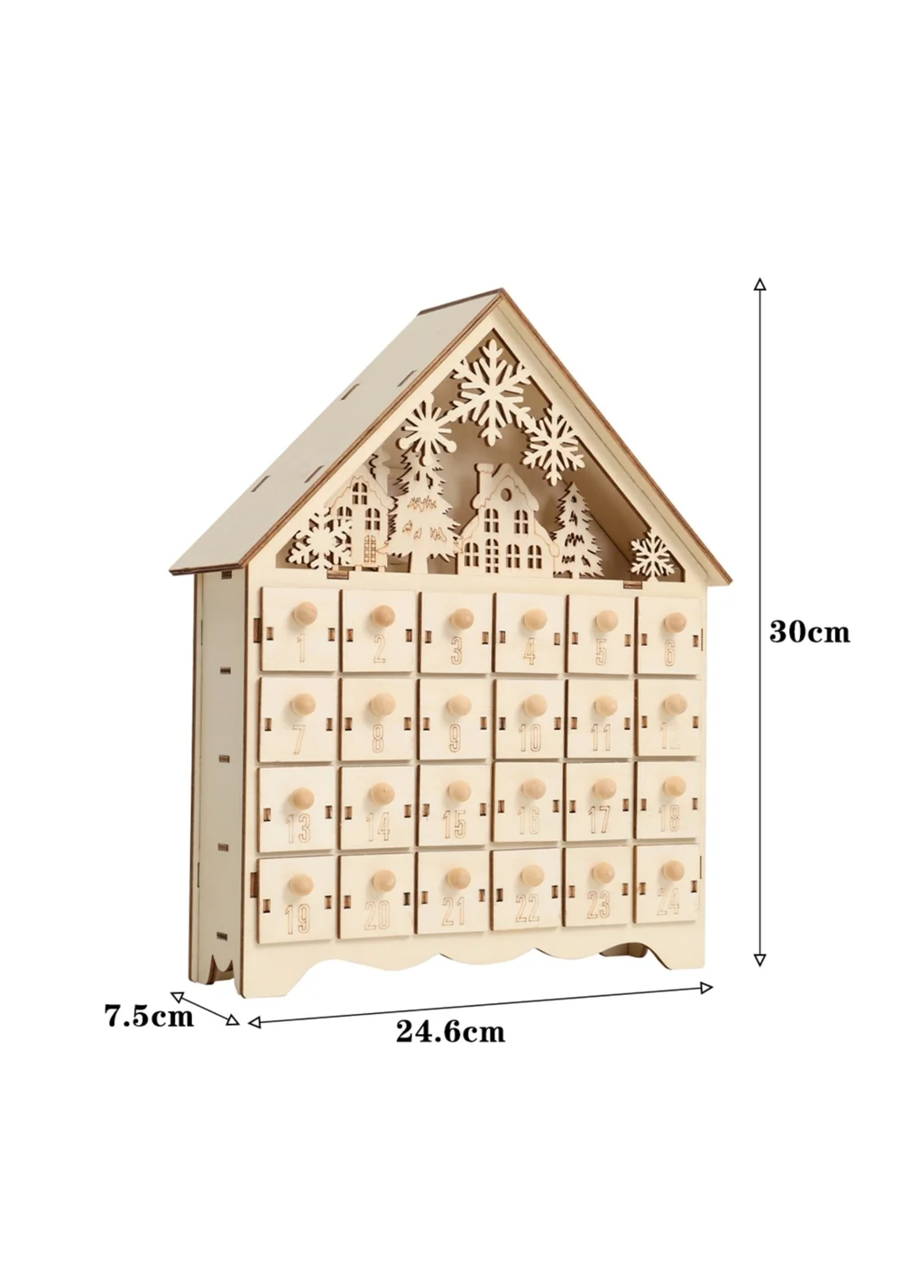 Lifeideas Brown DIY Wooden House‑Shaped Christmas Advent Calendar - One Size Image 2