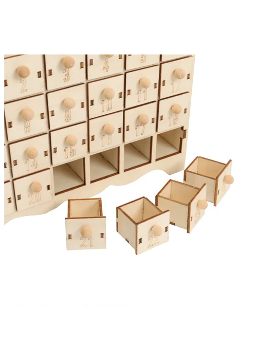 Lifeideas Brown DIY Wooden House‑Shaped Christmas Advent Calendar - One Size Image 4