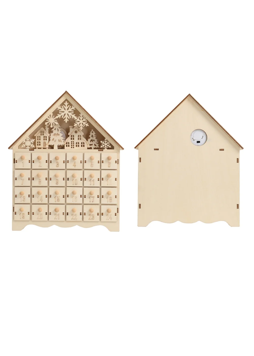 Lifeideas Brown DIY Wooden House‑Shaped Christmas Advent Calendar - One Size Image 5