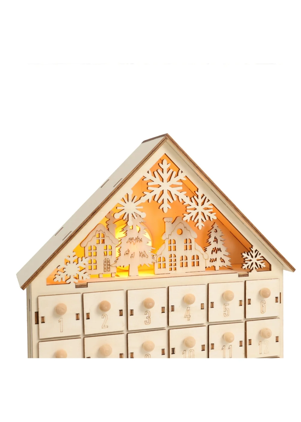 Lifeideas Brown DIY Wooden House‑Shaped Christmas Advent Calendar - One Size Image 3