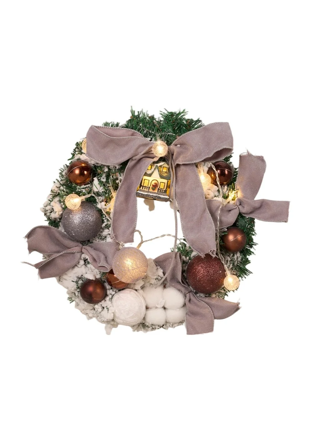 Lifeideas Artificial Christmas Wreath Door Decoration with LED String Lights - One Size Image 1
