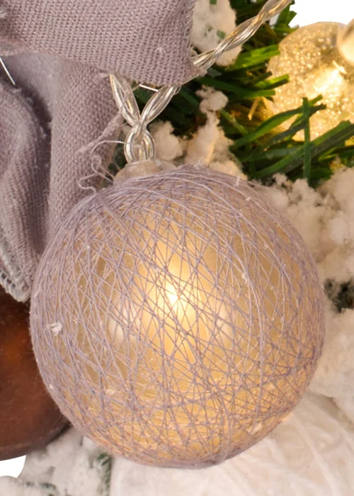Lifeideas Grey Artificial Christmas Wreath Door Decoration with LED String Lights - One Size Image 6