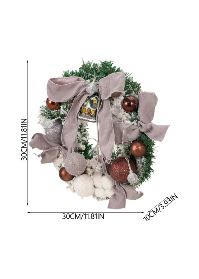 Lifeideas Grey Artificial Christmas Wreath Door Decoration with LED String Lights