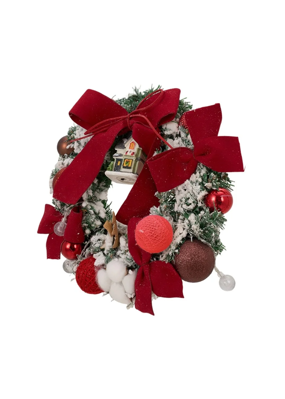 Lifeideas Red Artificial Christmas Wreath Door Decoration with LED String Lights - One Size Image 3