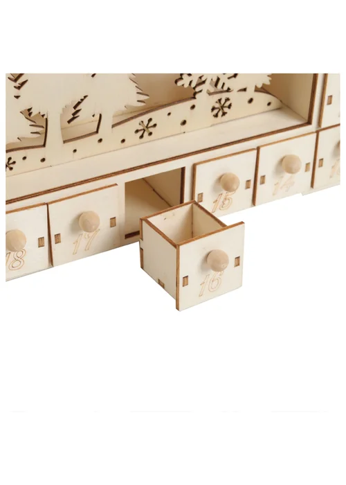 Lifeideas Brown DIY Wooden Square Christmas Advent Calendar - One Size Image 5