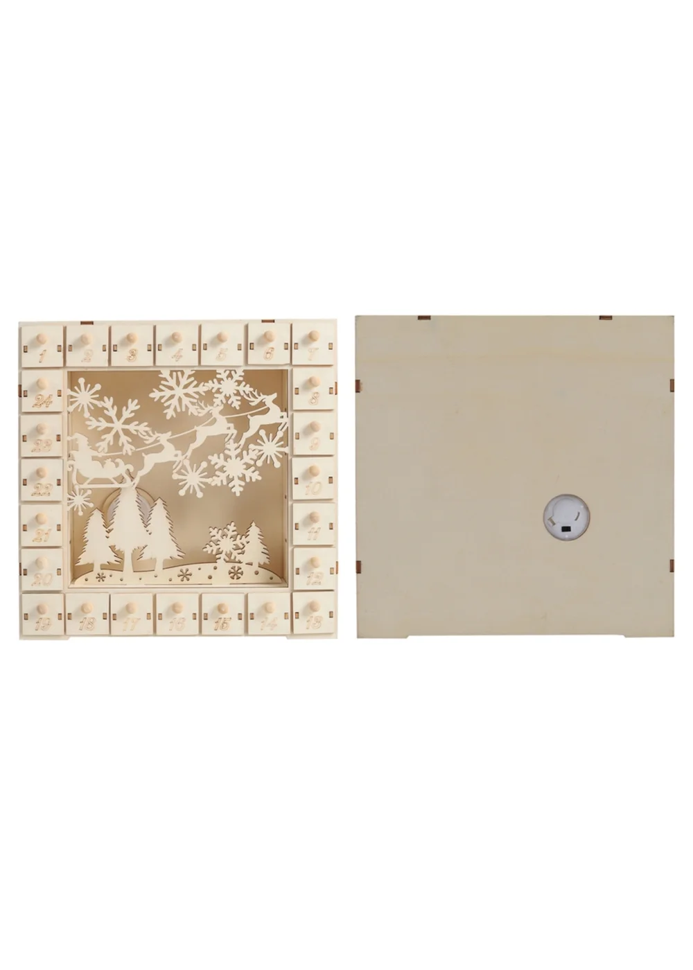 Lifeideas Brown DIY Wooden Square Christmas Advent Calendar - One Size Image 3