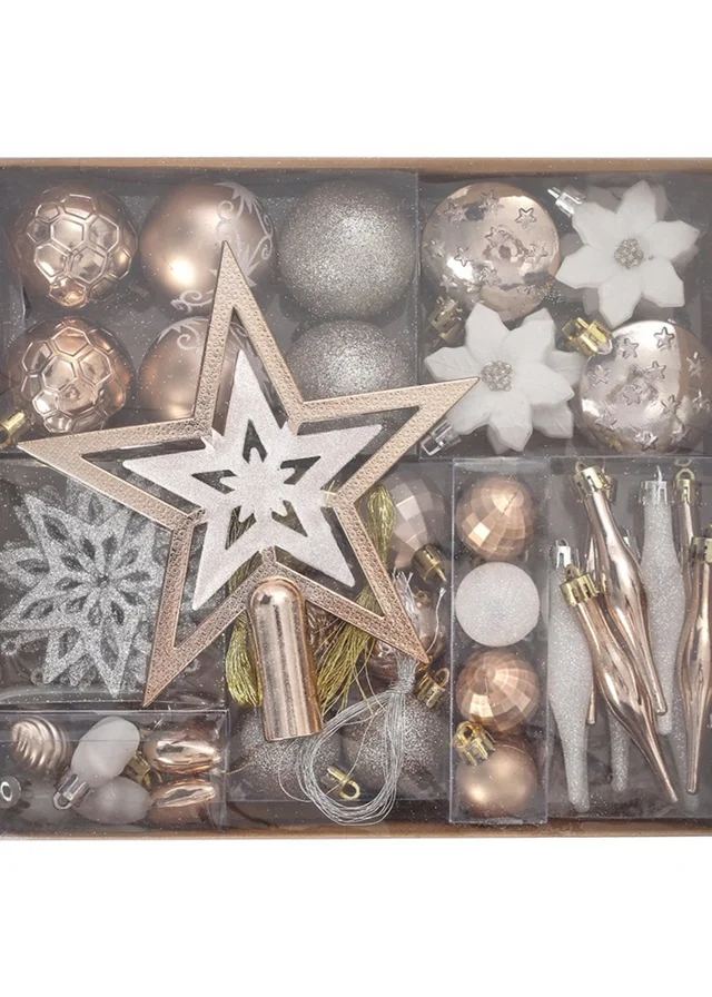 Lifeideas Gold Christmas Ornament Ball Set 58Pcs Shatterproof Hanging Balls for Xmas Tree