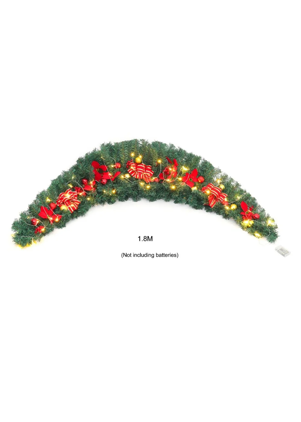 Lifeideas Multicoloured Artificial 180cm Classic Christmas Swag for Front Door Decor - One Size Image 2