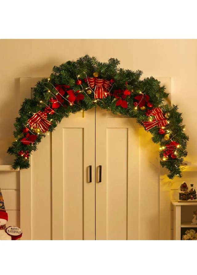 Lifeideas Multicoloured Artificial 180cm Classic Christmas Swag for Front Door Decor