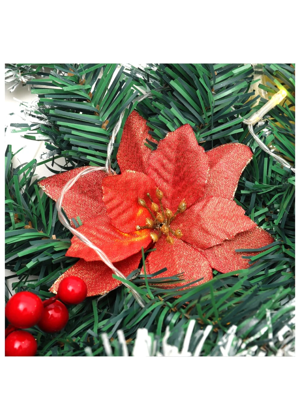 Lifeideas Red Spruce Artificial Greenery Christmas Garland with 50 LED Warm White Lights - One Size Image 5