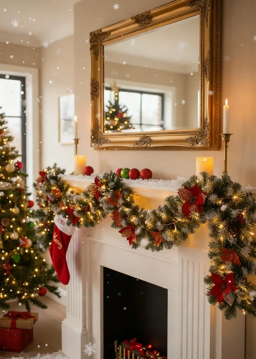 Lifeideas Spruce Artificial Greenery Christmas Garland with 50 LED Warm White Lights - One Size Image 1