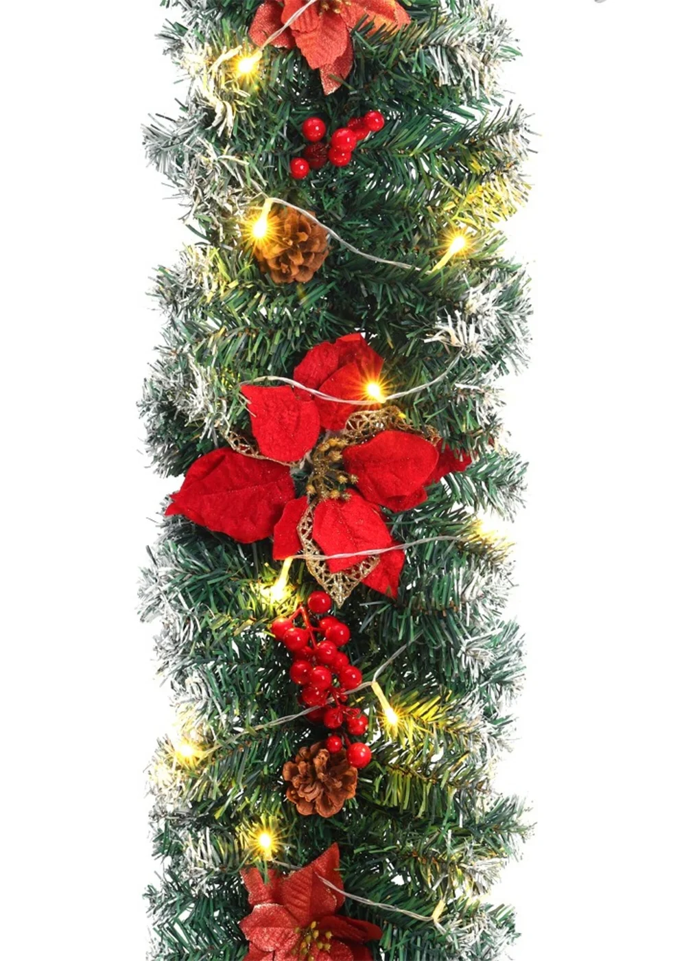 Lifeideas Red Spruce Artificial Greenery Christmas Garland with 50 LED Warm White Lights - One Size Image 6