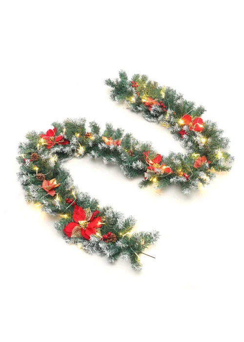 Lifeideas Red Spruce Artificial Greenery Christmas Garland with 50 LED Warm White Lights - One Size Image 4