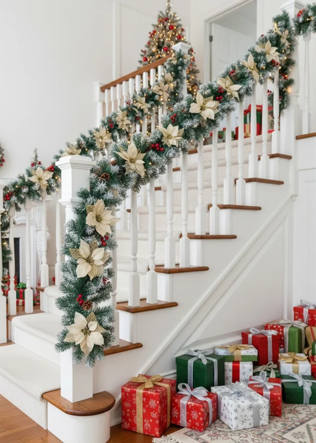 Lifeideas Yellow Spruce Artificial Greenery Christmas Garland with 50 LED Warm White Lights