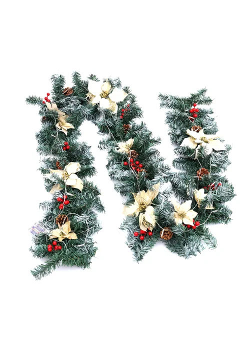 Lifeideas Yellow Spruce Artificial Greenery Christmas Garland with 50 LED Warm White Lights - One Size Image 3