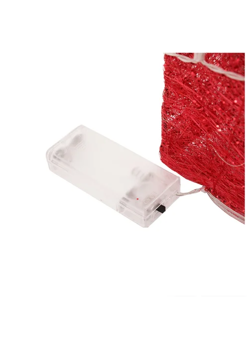 Lifeideas Red Set of 3 Light-Up Square Christmas Gift Boxes Glitter Presents Decoration - One Size Image 4
