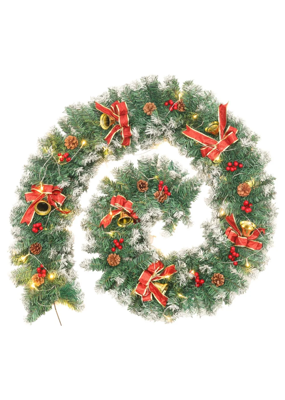 Lifeideas Multicoloured Spruced Artificial Lighted Christmas Garland Holiday Decoration - One Size Image 3