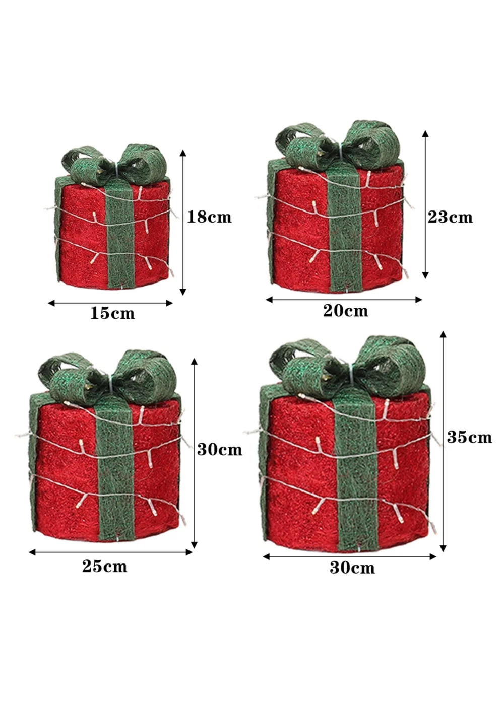 Lifeideas 4Pcs Christmas Gift Box Decorations with LED String Lights - One Size Image 3