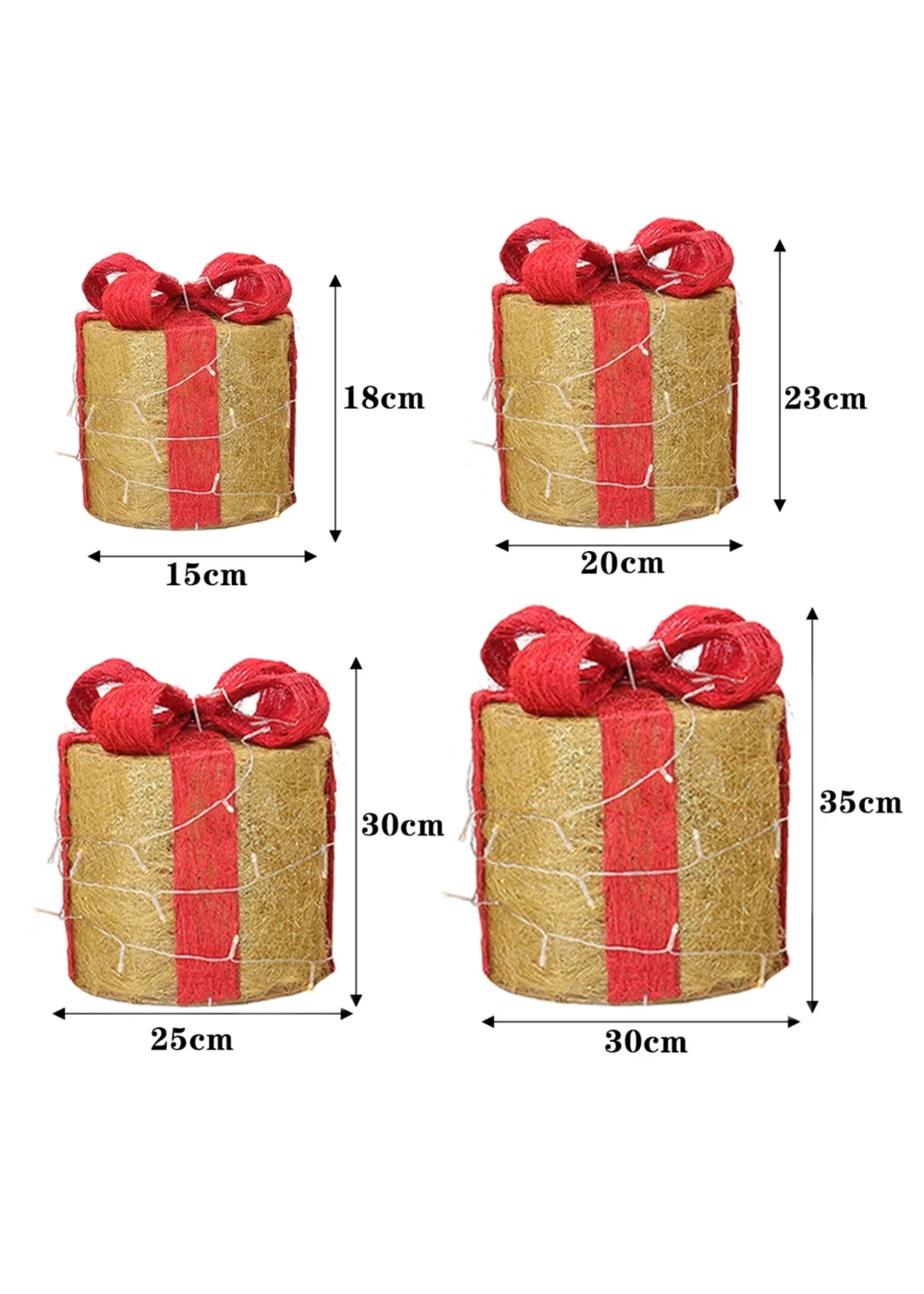 Lifeideas 4Pcs Christmas Gift Box Decorations with LED String Lights - One Size Image 2