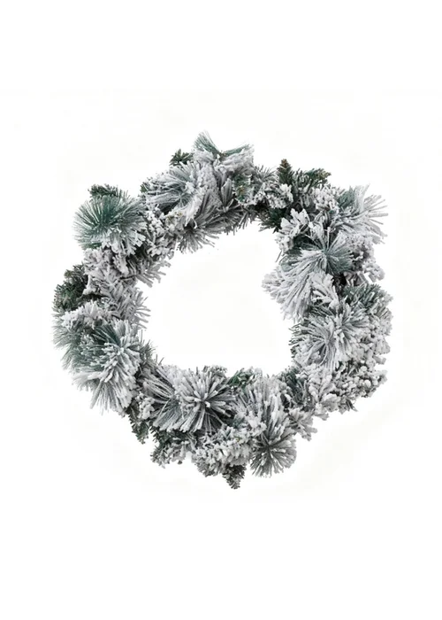 Lifeideas Green Snow‑Flocked Artificial Christmas Wreath 50cm - One Size Image 3