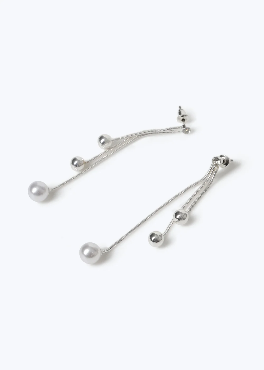 Muse Pearl and Silver Ball Drop Earrings - One Size Image 2