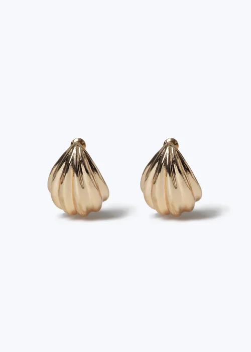 Muse Gold Chunky Gold Ridge Hoop Earrings - One Size Image 1