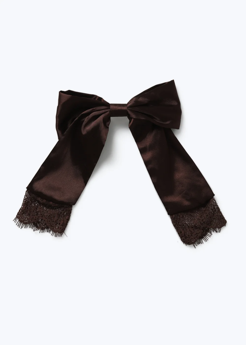 Muse Chocolate Brown Satin Bow Hair Clip - One Size Image 1