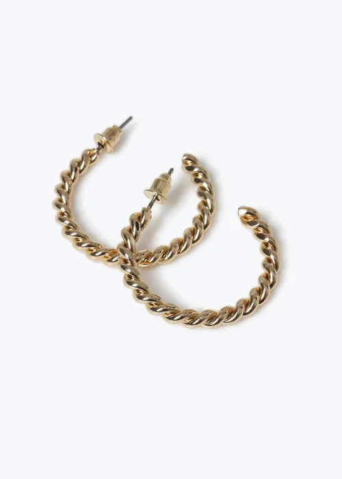 Muse Gold Twist Hoop Earrings - One Size Image 2