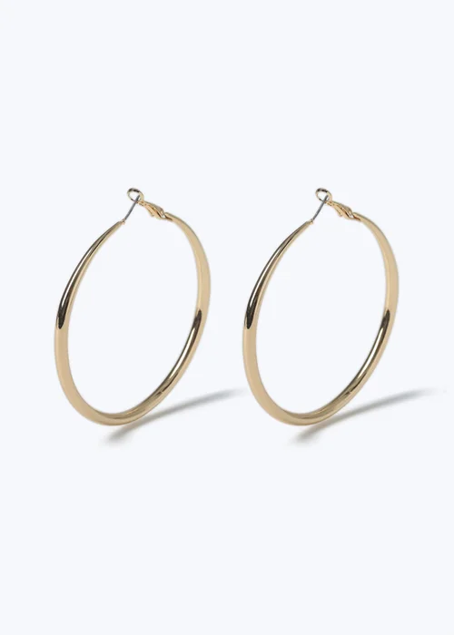 Muse Gold Knife Edge Hoop Earrings - One Size Image 1