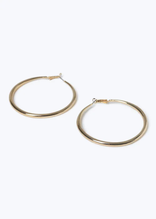 Muse Gold Knife Edge Hoop Earrings - One Size Image 2