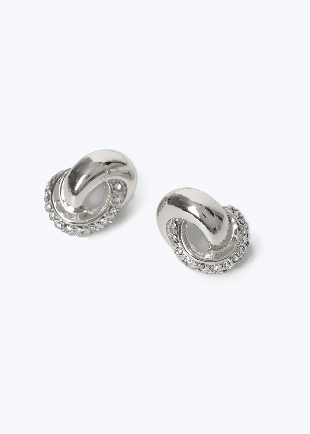 Muse Silver Rhinestone Knot Stud Earrings - One Size Image 2