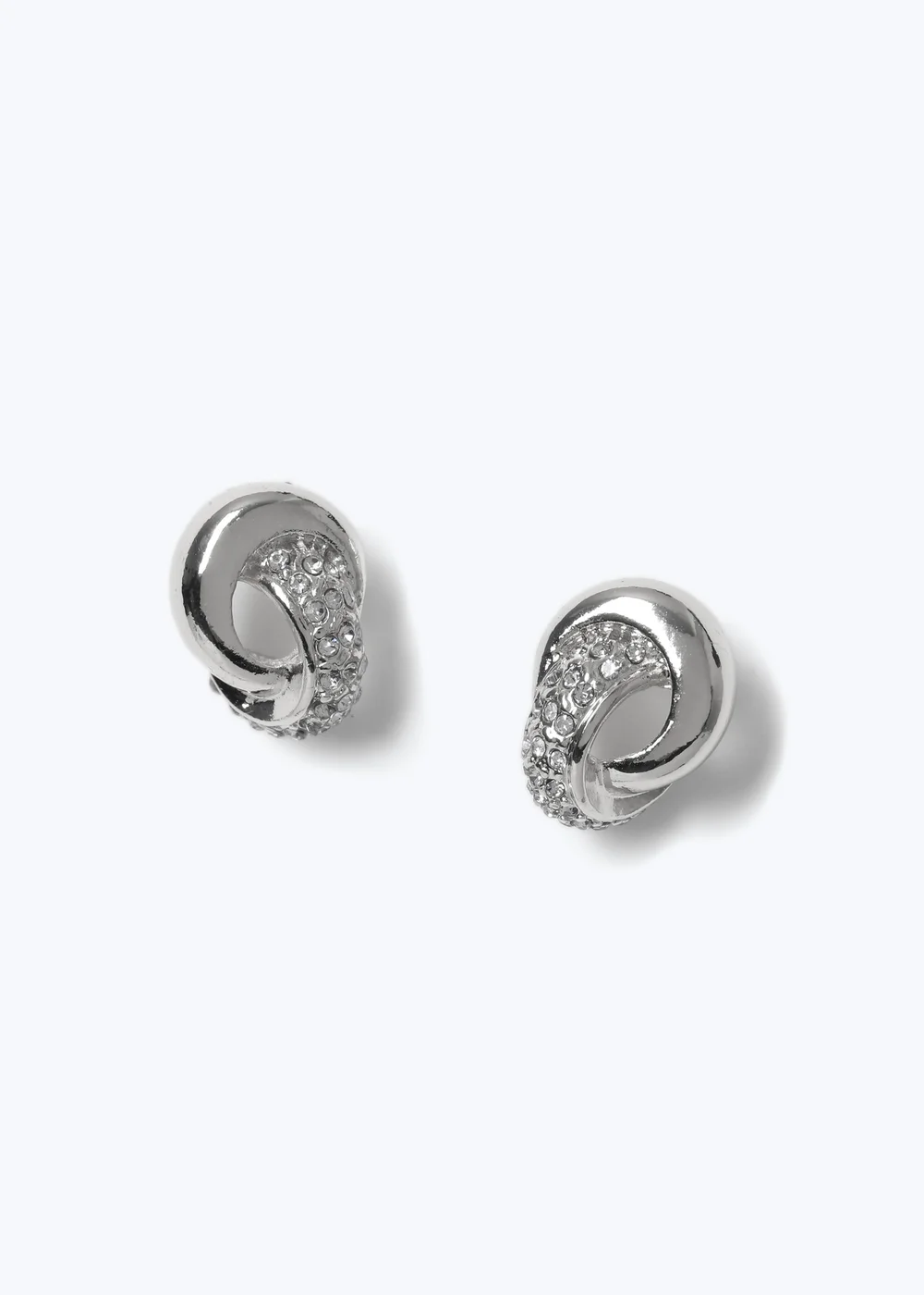 Muse Silver Rhinestone Knot Stud Earrings - One Size Image 1