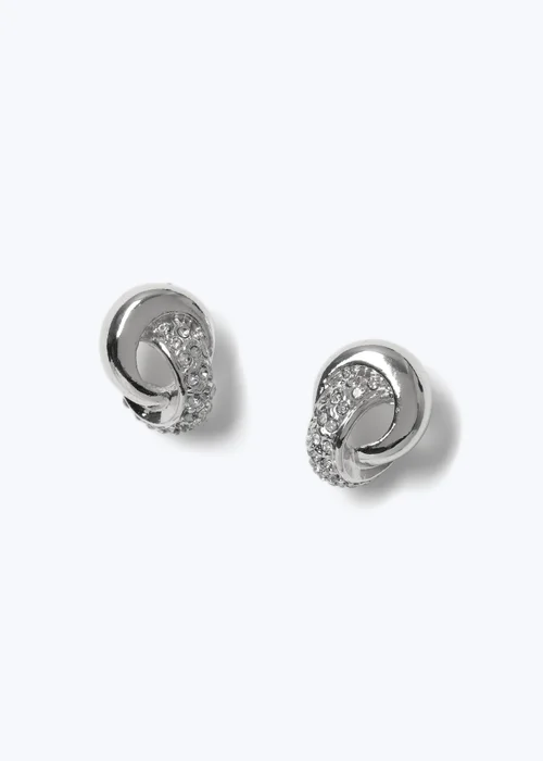 Muse Silver Rhinestone Knot Stud Earrings - One Size Image 1