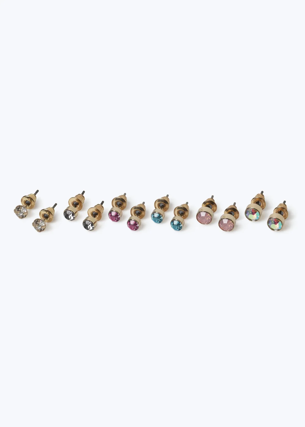 6 Pack Multicoloured Stud Earrings - One Size Image 2