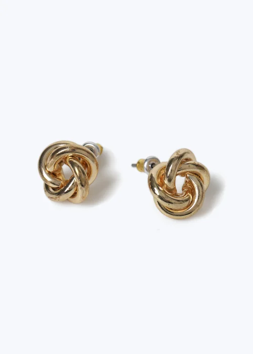 Muse Gold Mini Knot Stud Earrings - One Size Image 2
