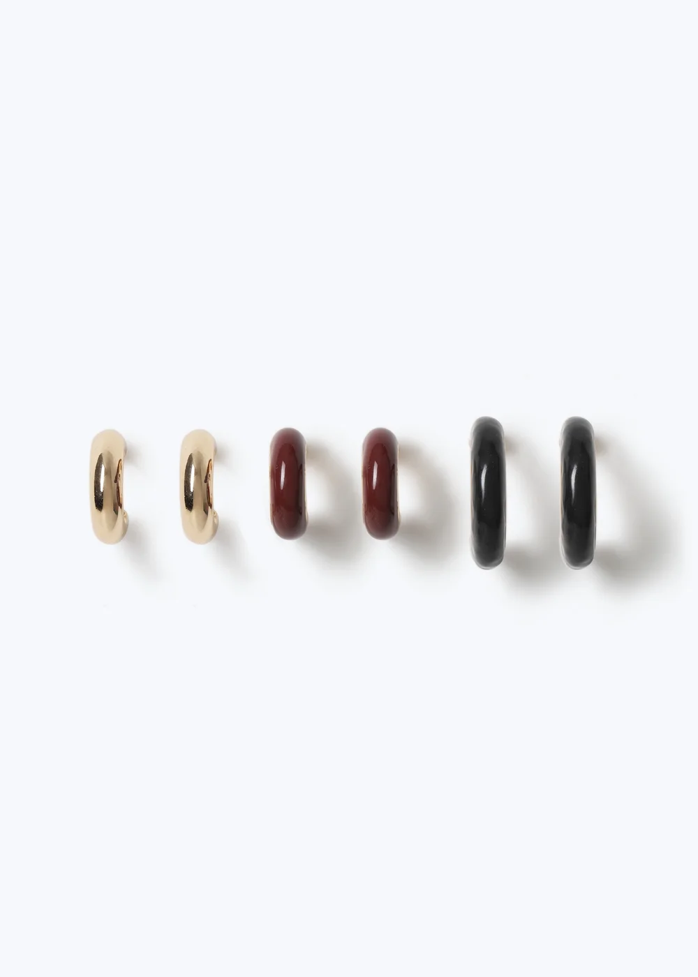3 Pack Muse Gold/ Burgundy Hoop Earrings - One Size Image 1