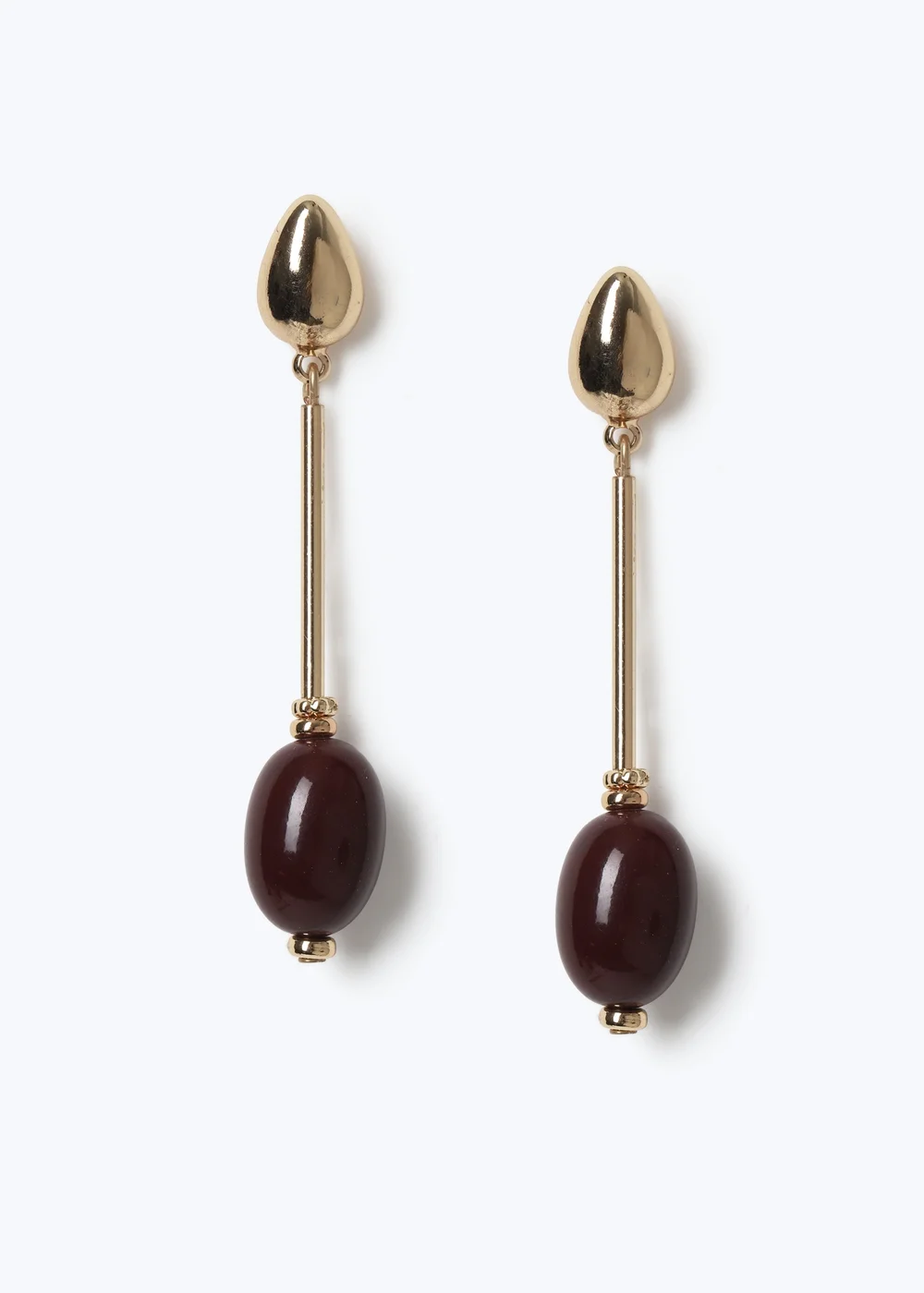 Muse Burgundy Stone Textured Stick Earrings - One Size Image 1