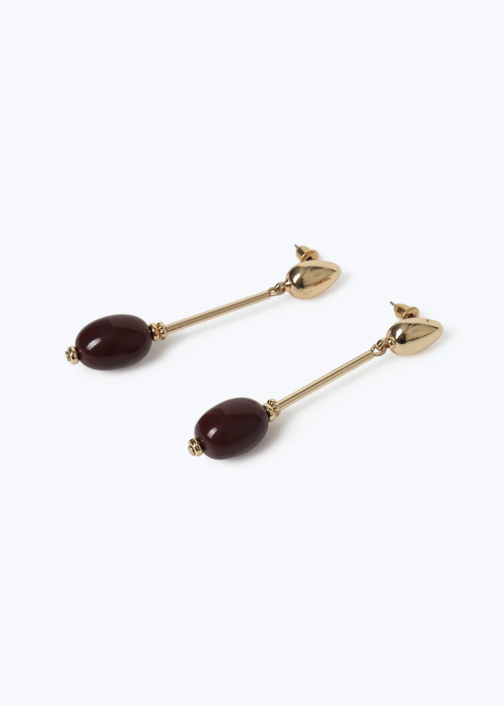 Muse Burgundy Stone Textured Stick Earrings - One Size Image 2